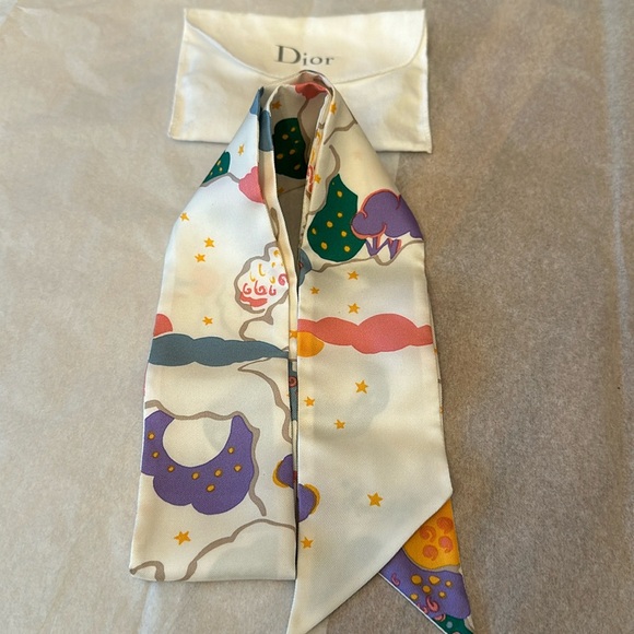 Authentic Christian Dior Skinny Silk Scarf - Picture 2 of 12